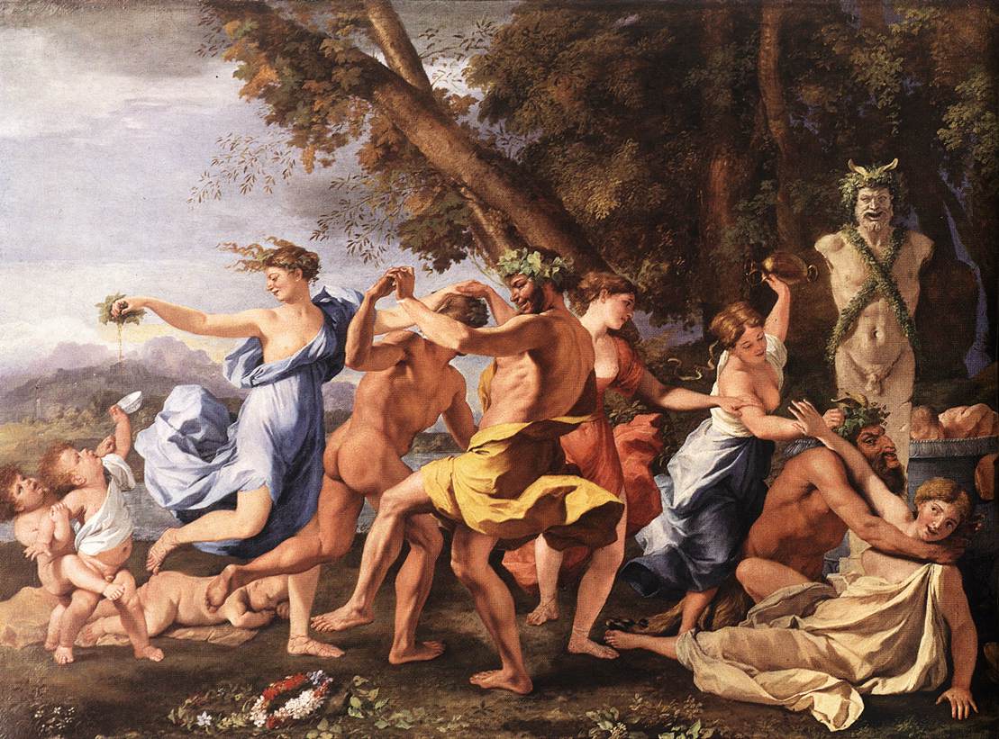 Nicolas Poussin Bacchanal before a Statue of Pan